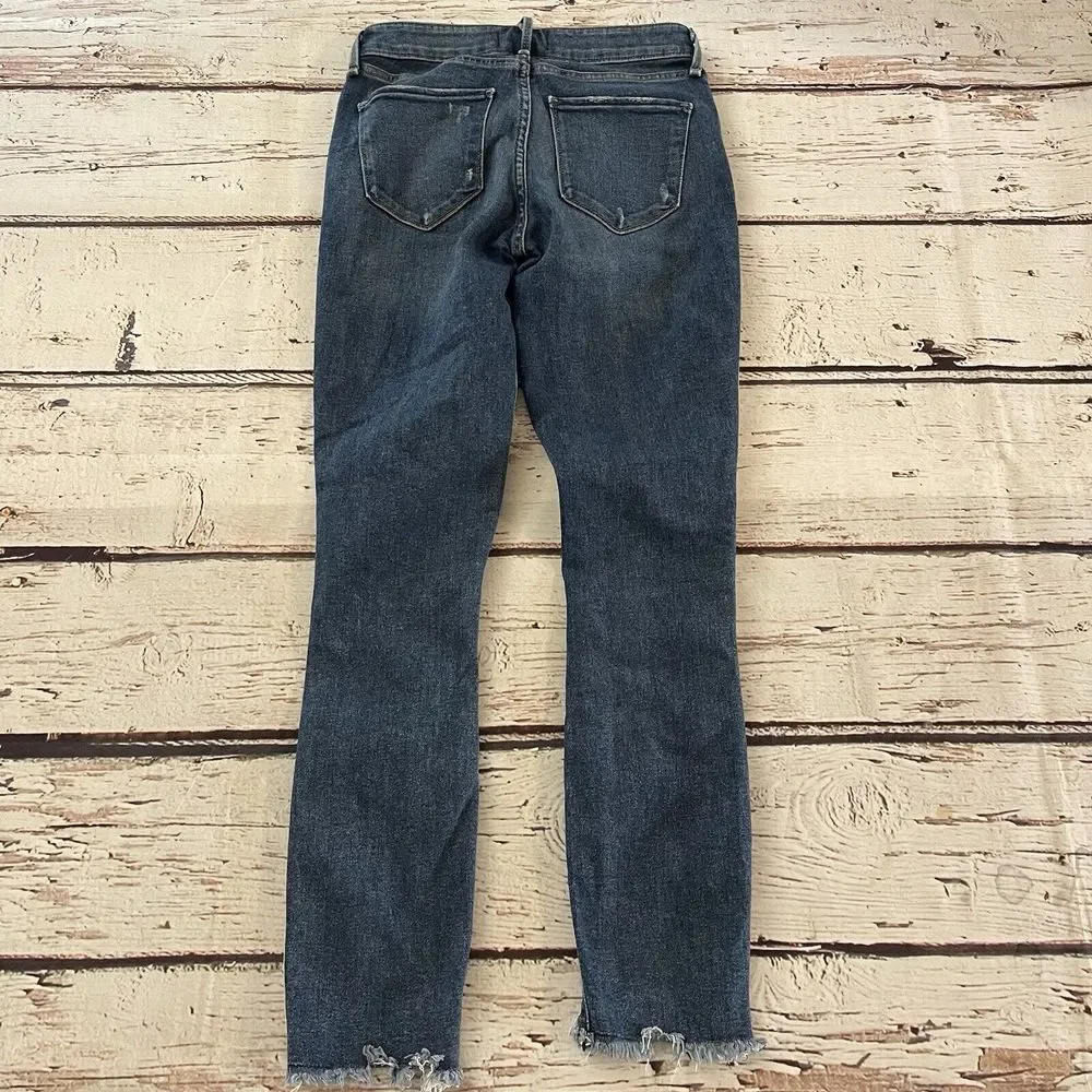 Abercrombie & Fitch Harper Low Rise Ankle Jeans Size 24/00r Blue Side Stripes‎